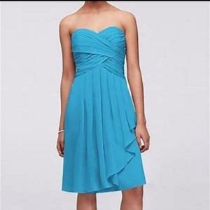 NWT, Davids Bridal Malibu Blue Bridesmaid Dress, size 10